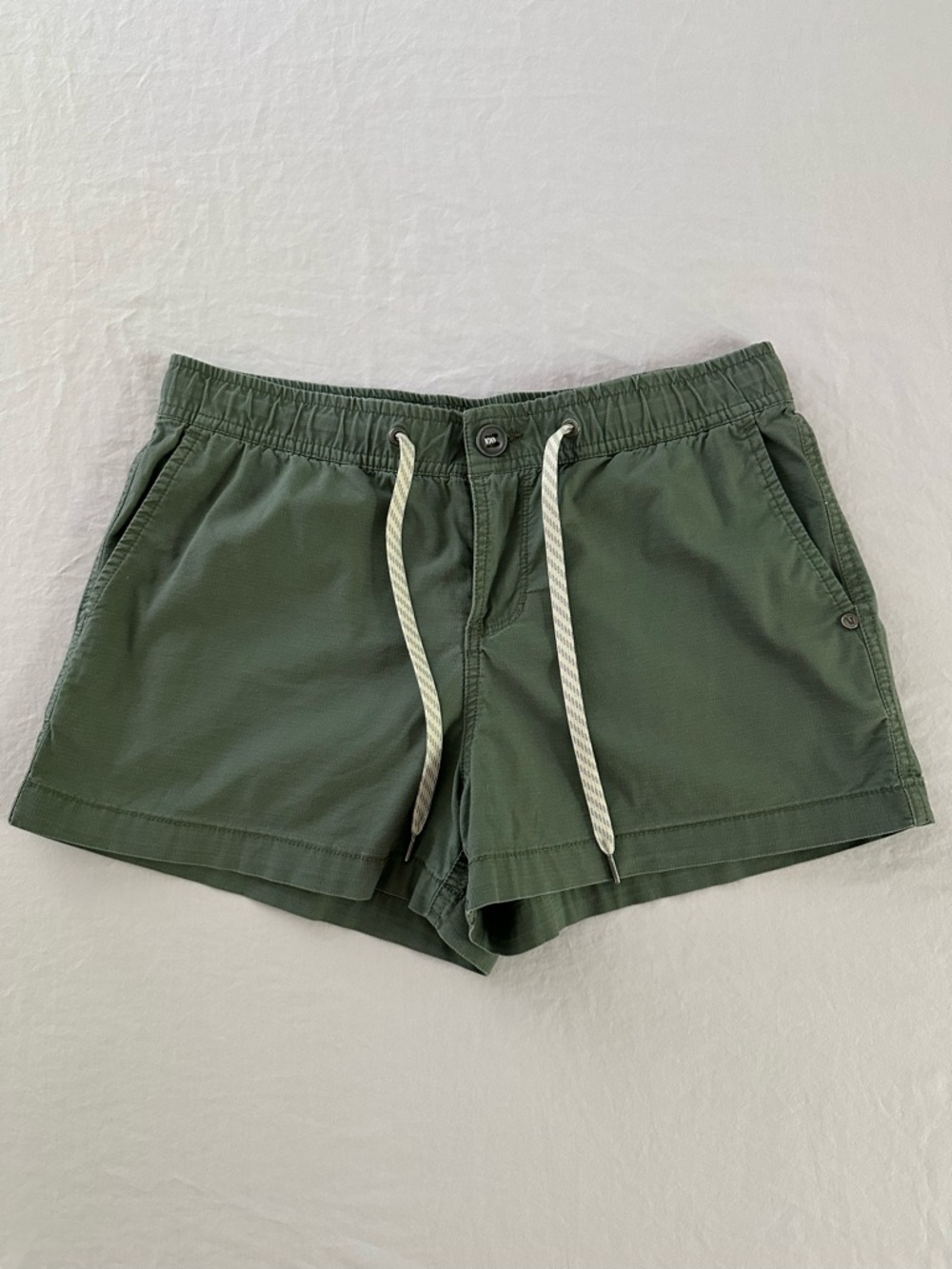 Vuori Ripstop Shorts Green Elastic Waist Drawstring Size Small
